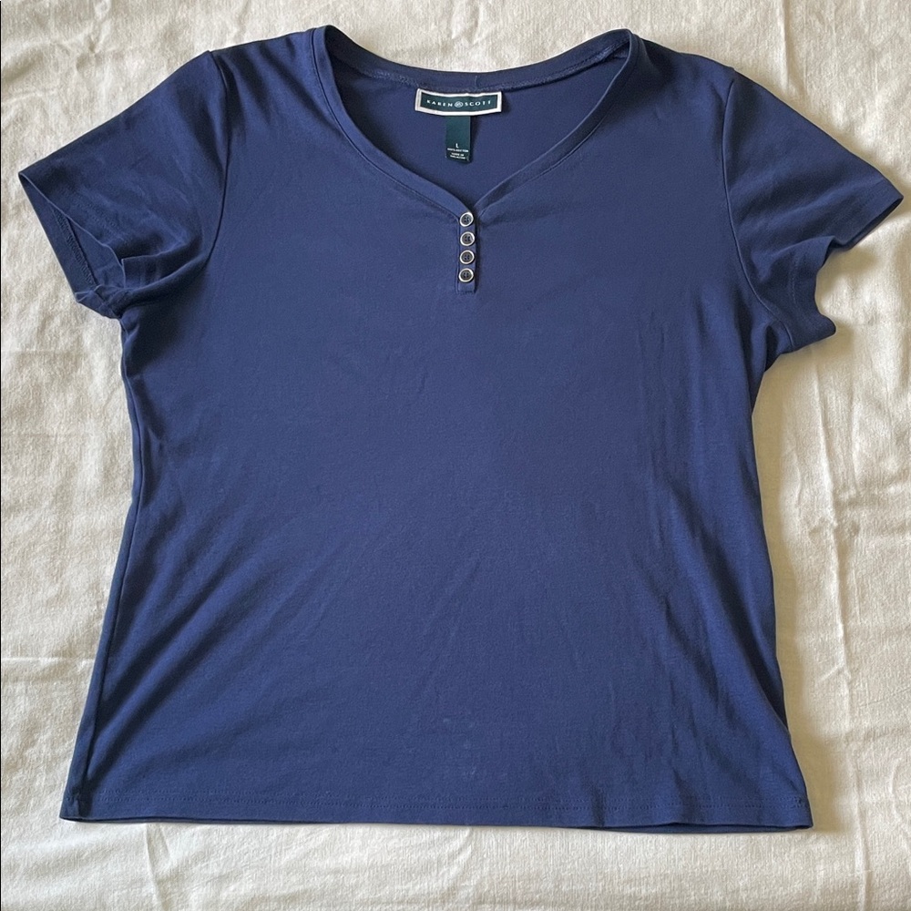 Blue Short Sleeve Henley